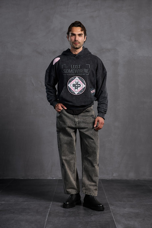 Siyah Armalı Kapüşonlu Sweatshirt 10002
