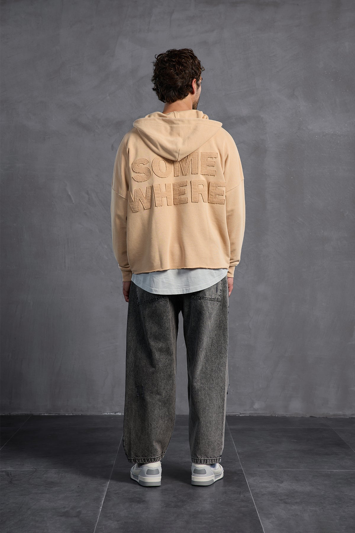 Bej Armalı Kapüşonlu Sweatshirt 10003