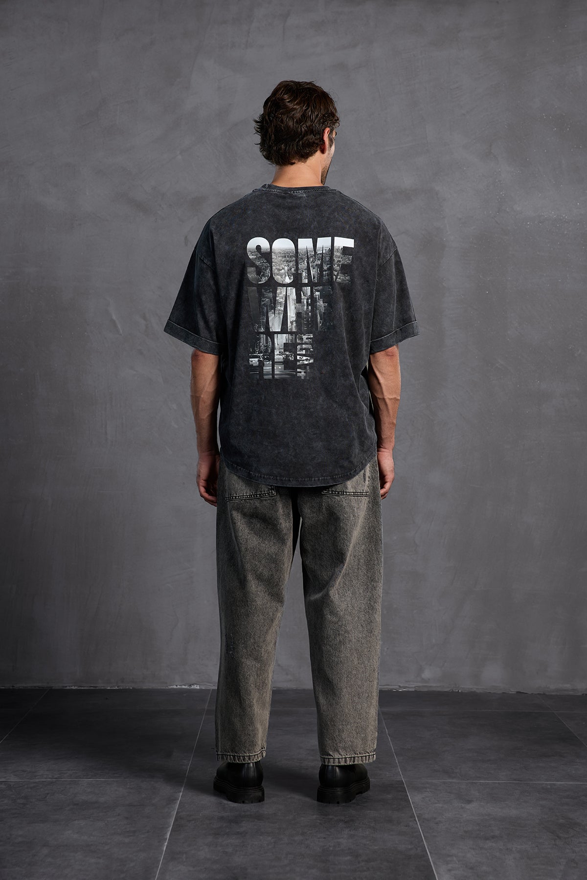 Siyah Sıfır Yaka Baskılı T-Shirt 10006