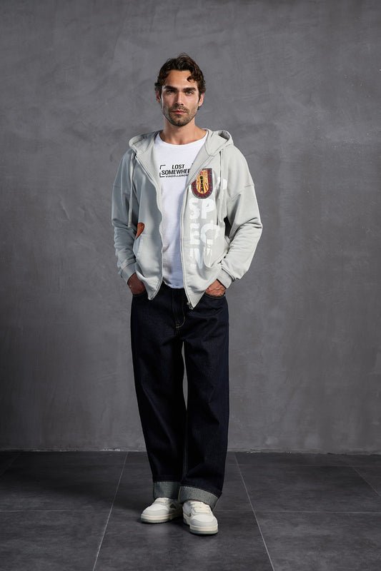 Gri Armalı Kapüşonlu  Sweatshirt 10000