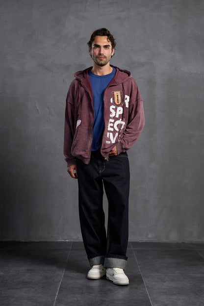 Bordo Armalı Kapüşonlu  Sweatshirt 10000