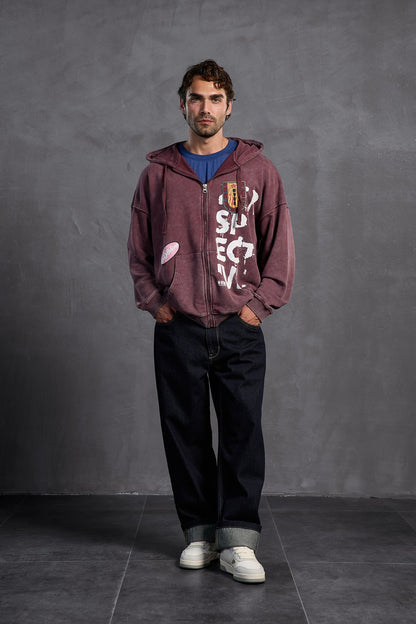 Bordo Armalı Kapüşonlu  Sweatshirt 10000