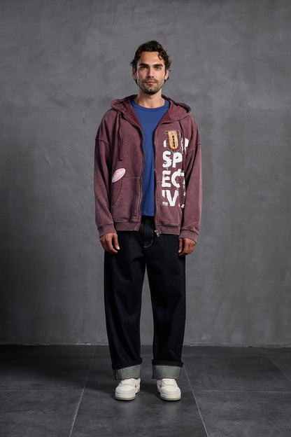 Bordo Armalı Kapüşonlu  Sweatshirt 10000