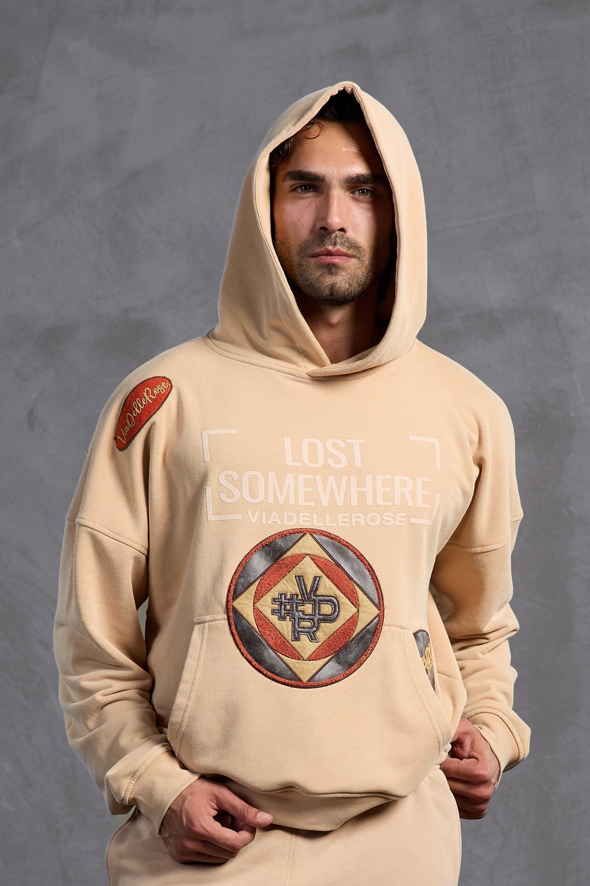 Bej Armalı Kapüşonlu  Sweatshirt 10002