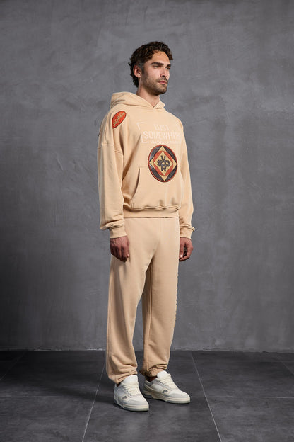Bej Armalı Kapüşonlu  Sweatshirt 10002