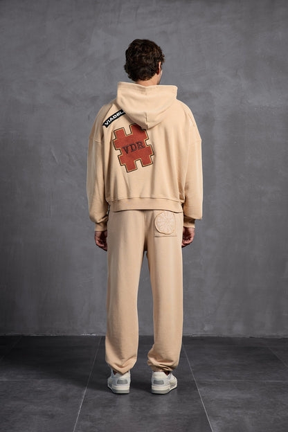Bej Armalı Kapüşonlu  Sweatshirt 10002