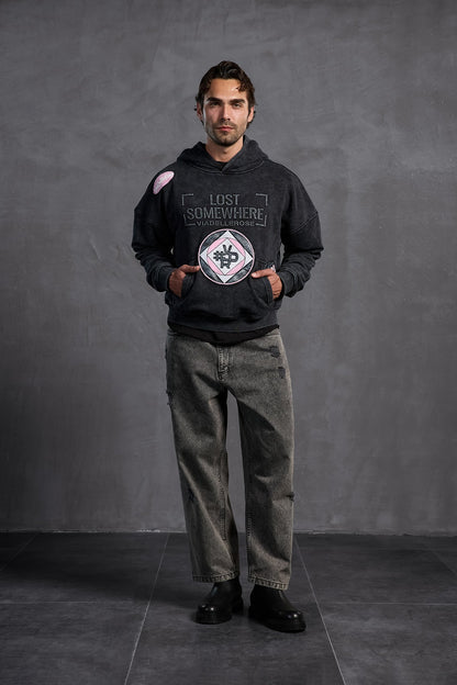 Siyah Armalı Kapüşonlu  Sweatshirt 10002