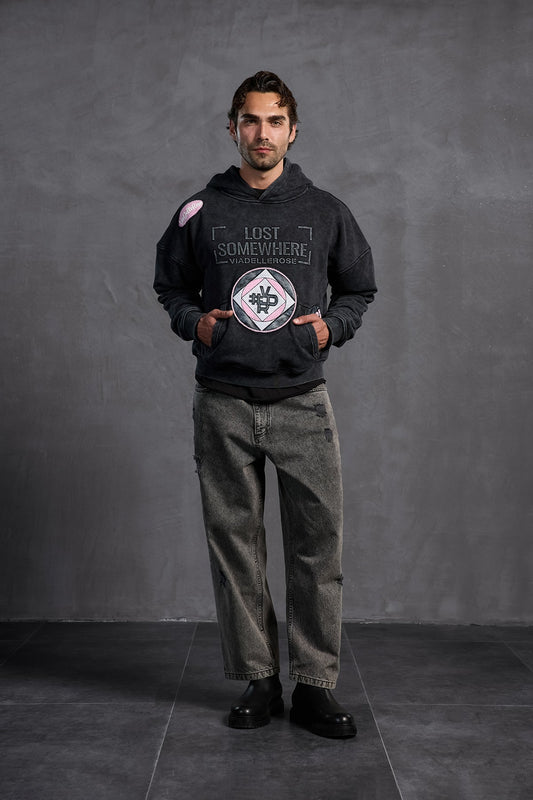 Siyah Armalı Kapüşonlu  Sweatshirt 10002