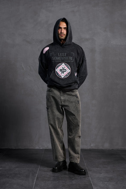 Siyah Armalı Kapüşonlu  Sweatshirt 10002