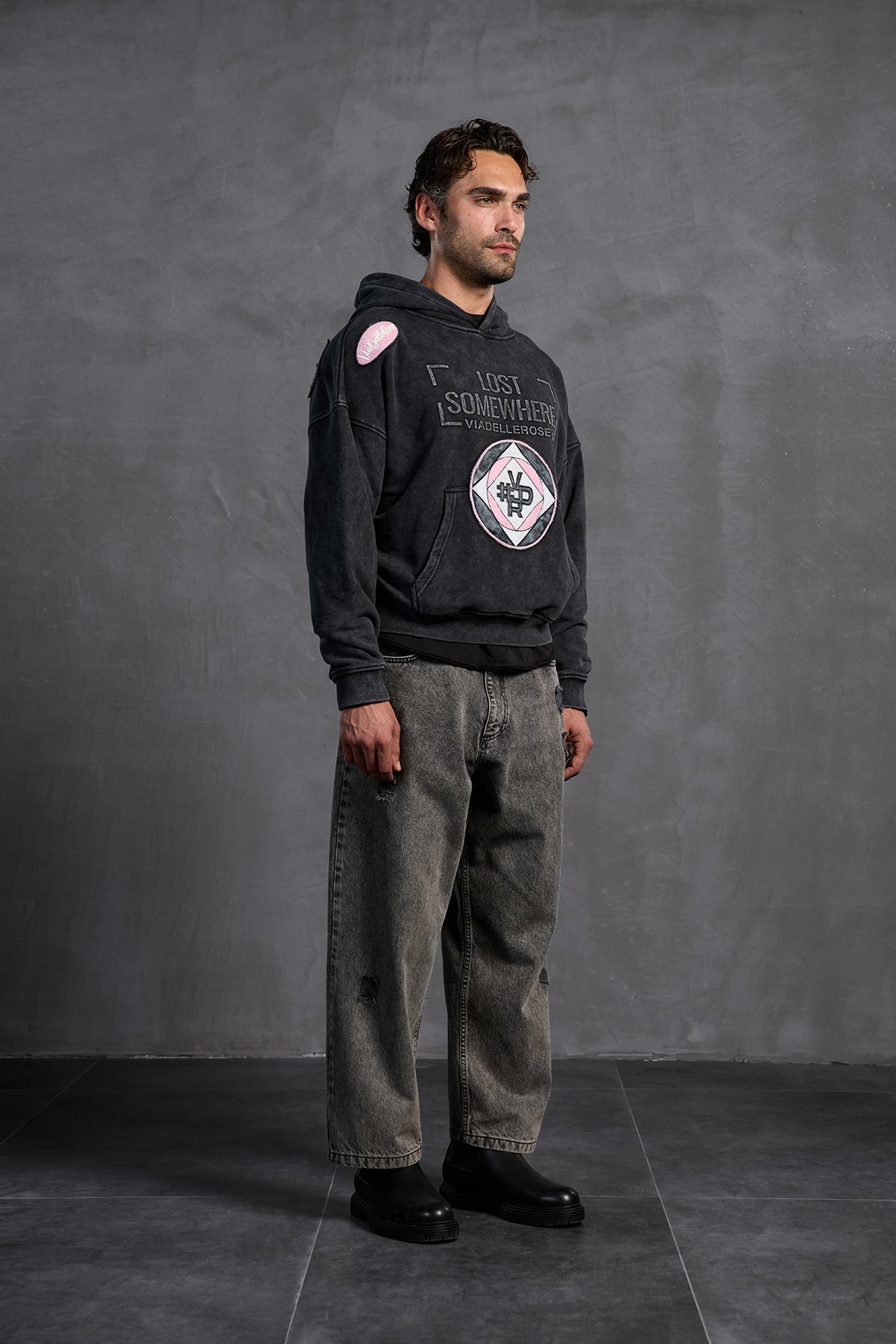 Siyah Armalı Kapüşonlu  Sweatshirt 10002