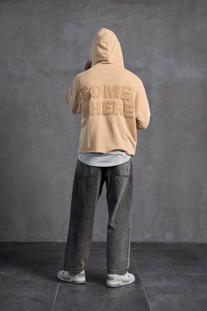 Bej Armalı Kapüşonlu   Sweatshirt 10003