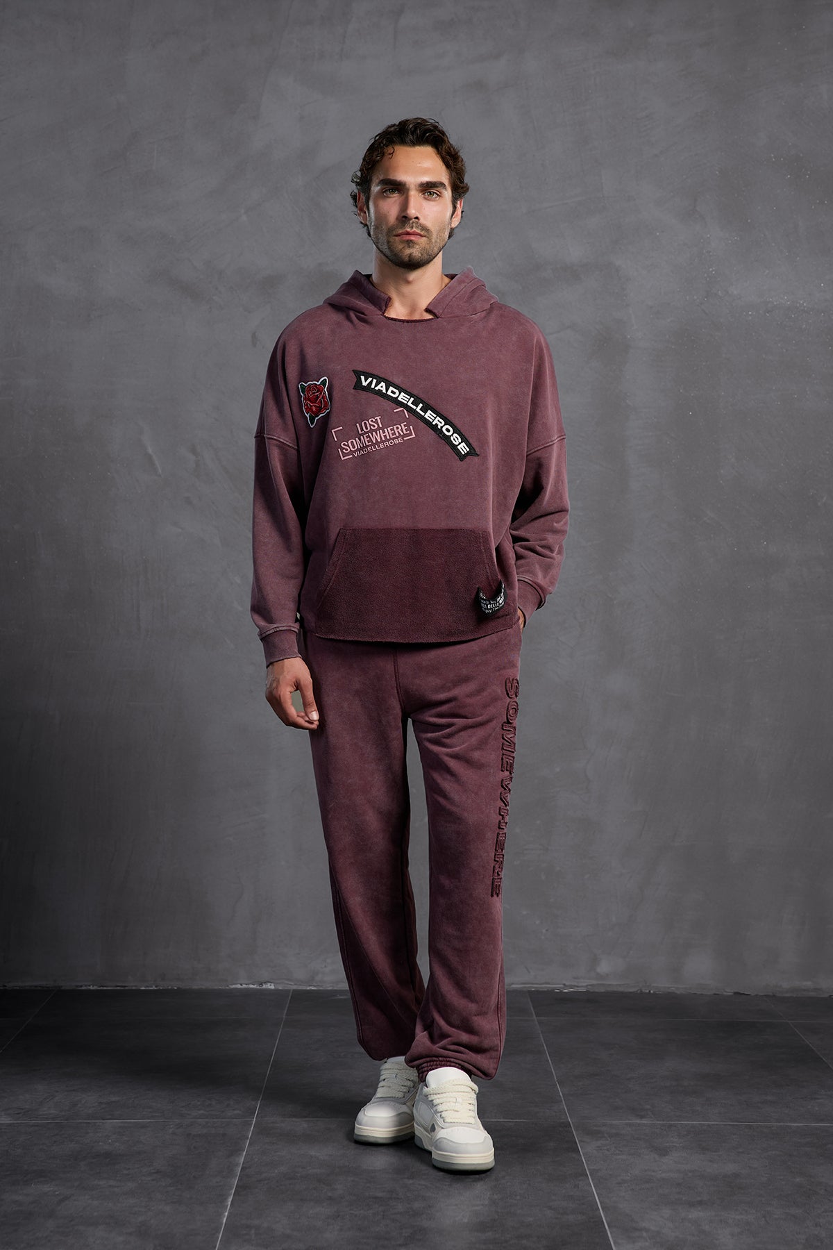 Bordo Armalı Kapüşonlu   Sweatshirt 10003