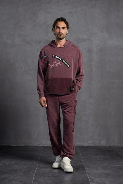 Bordo Armalı Kapüşonlu   Sweatshirt 10003