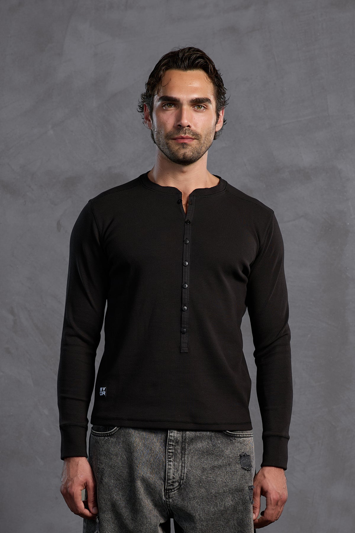 Siyah Fitilli Önü Düğmeli  T-Shirt 10025