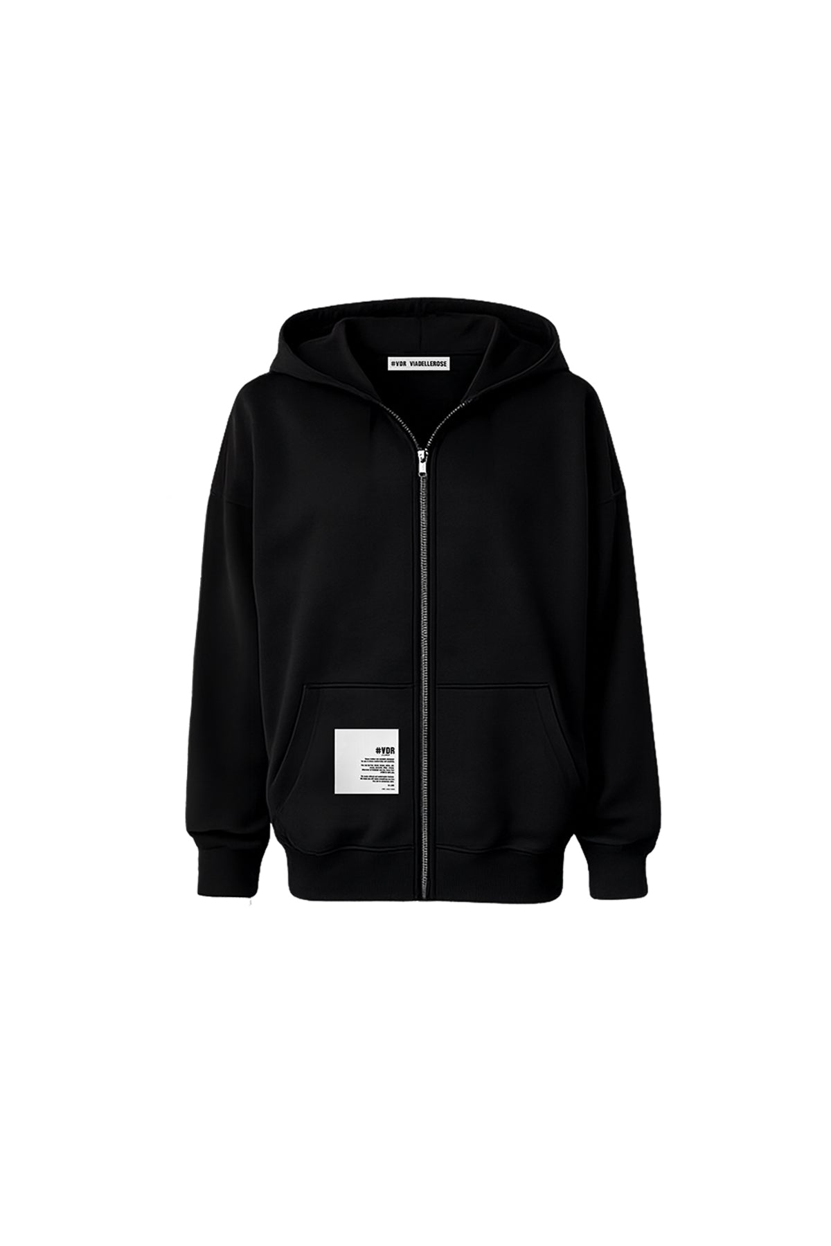 Siyah Fermuarlı Kapüşonlu Arkası Çiçek Baskılı Oversize Sweatshirt 19040