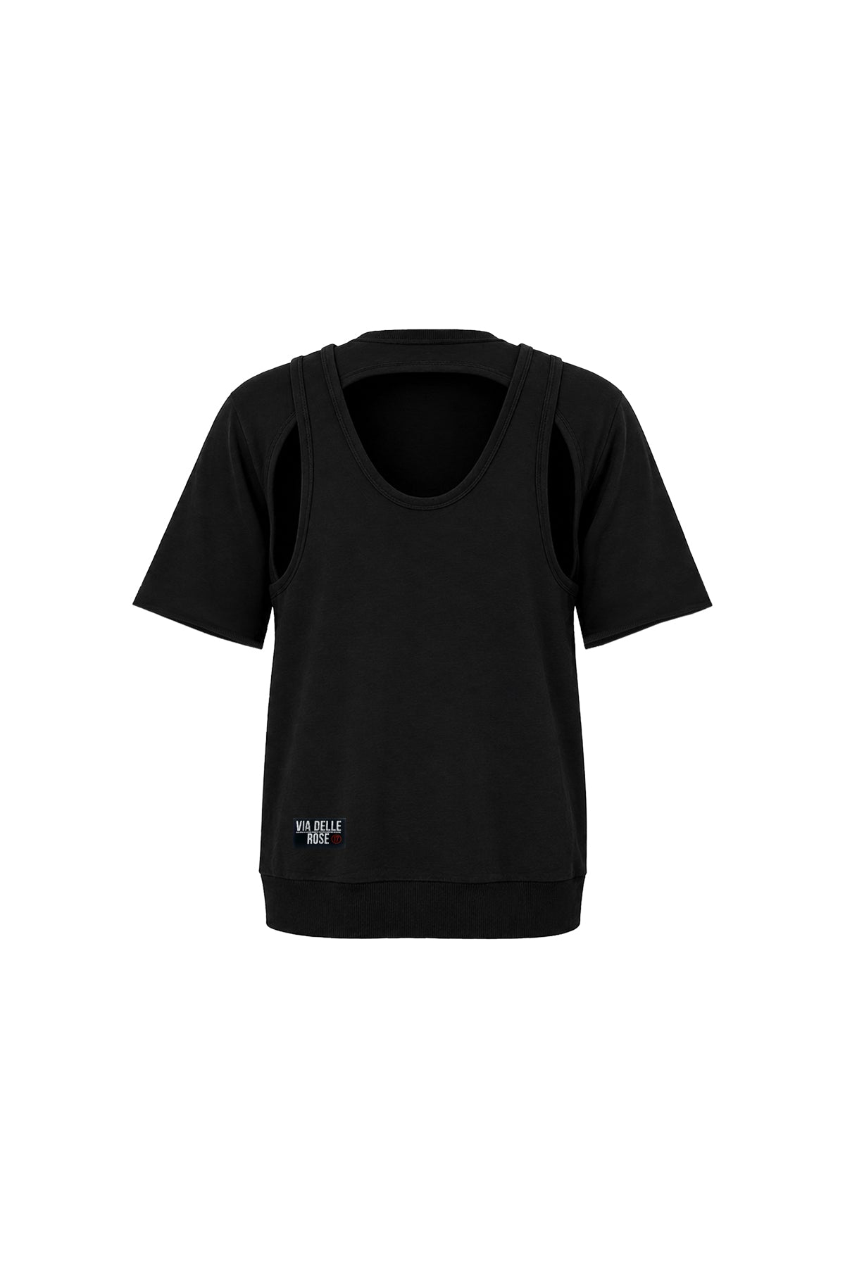 Siyah Sırt Dekolteli Katmanlı Sweatshirt 19042