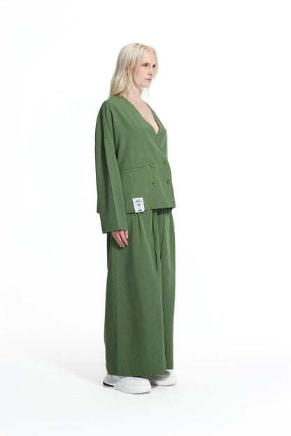 Haki Kısa Kruvaze Kesim Modern Blazer Ceket 19097