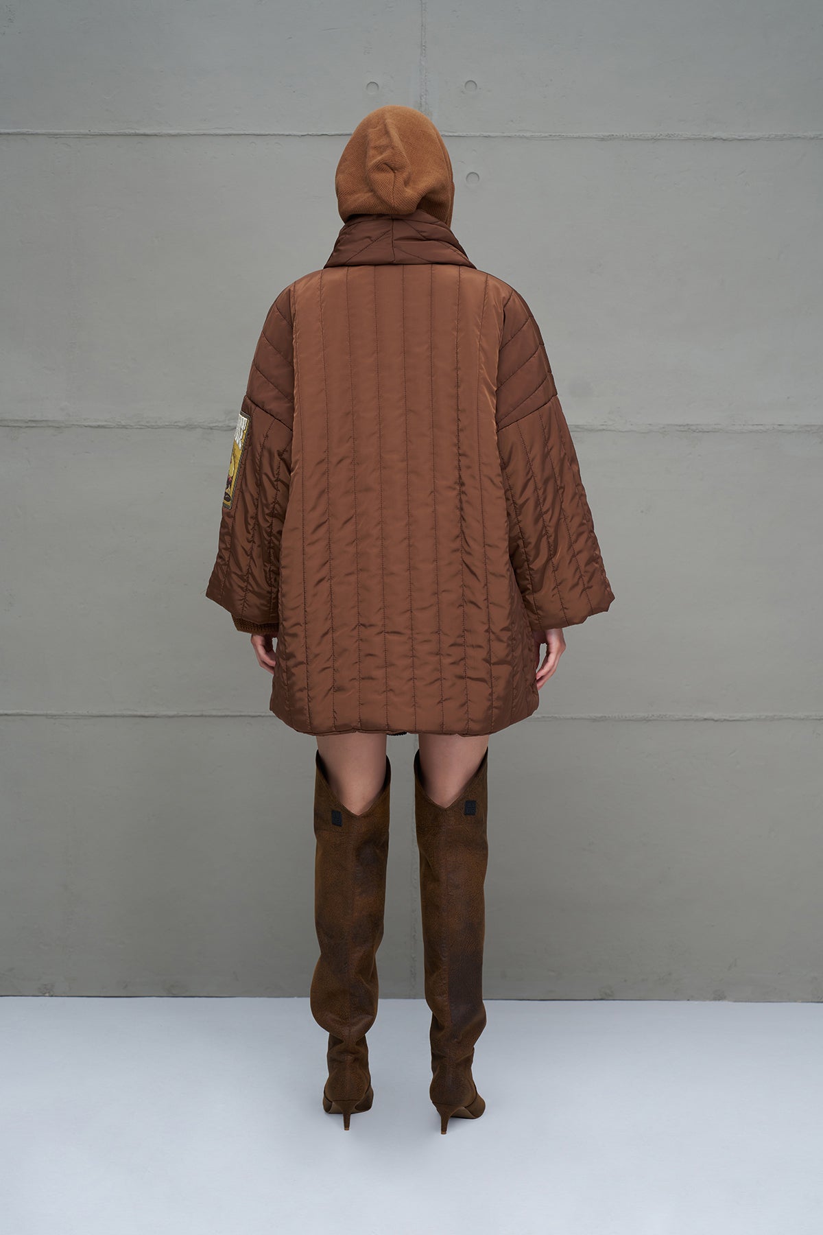 Kahverengi Kapitoneli Oversize Ceket 18251