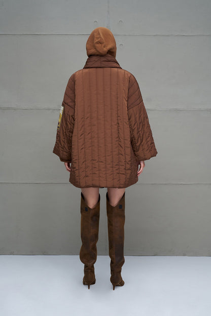 Kahverengi Kapitoneli Oversize Ceket 18251