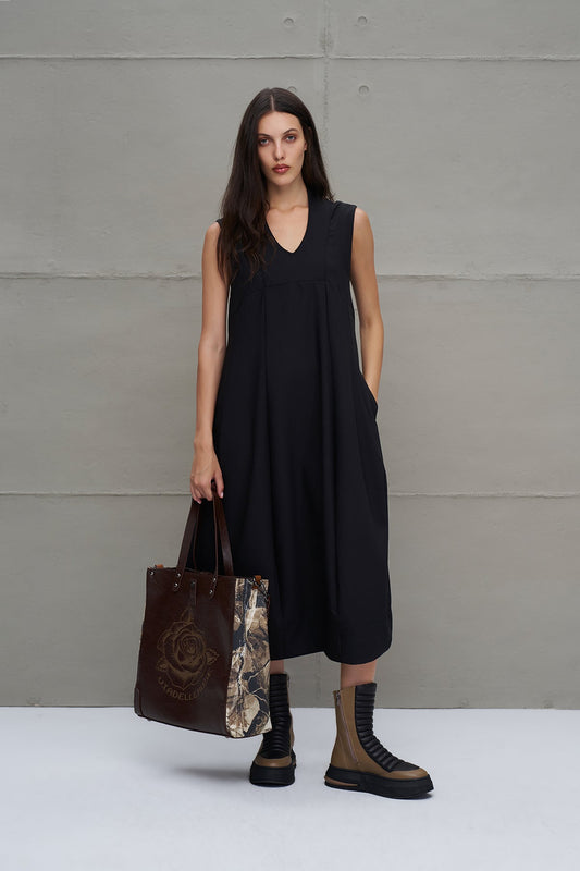 Siyah Balon Formlu Oversize Elbise 18283