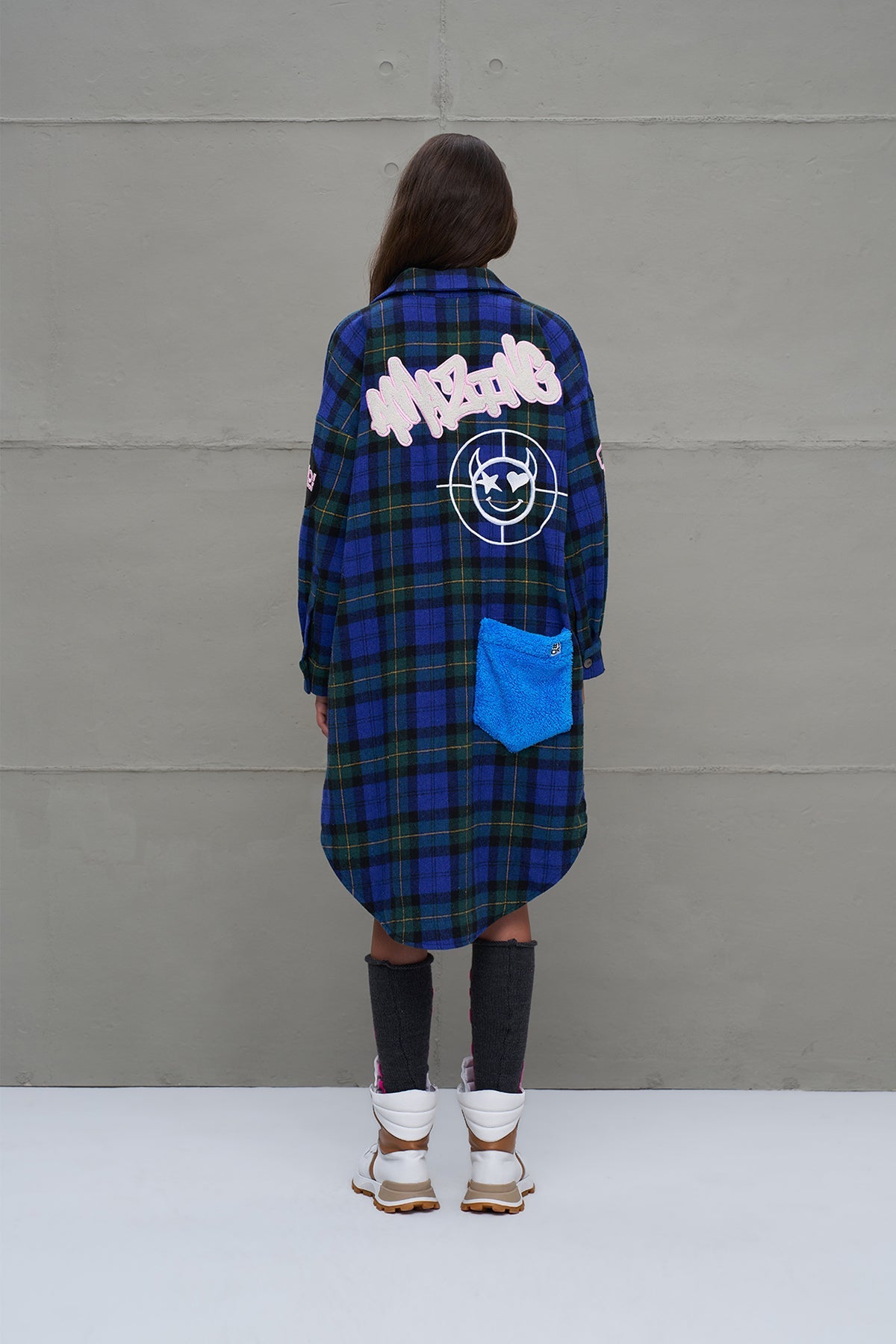 Antrasit Pembe Logo Detayli Triko Tozluk 18287