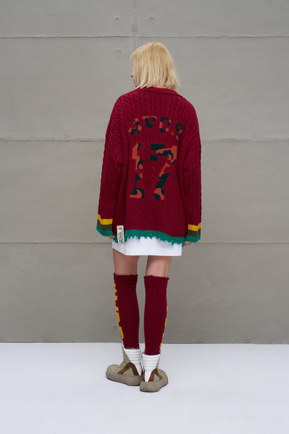 Bordo Hardal Logo Detayli Triko Tozluk 18287