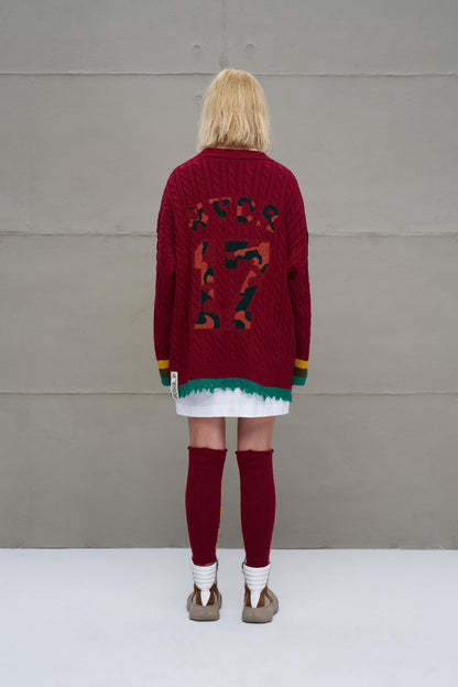 Bordo Hardal Logo Detayli Triko Tozluk 18287